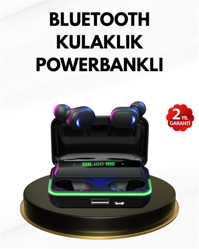 E10 Kablosuz Bluetooth Kulaklık – 3D Ses, Powerbank Şarj Kutusu
