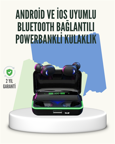 E10 Powerbank Şarjlı Bluetooth 5.1 Kulaklık Spor ve Oyun İçin
