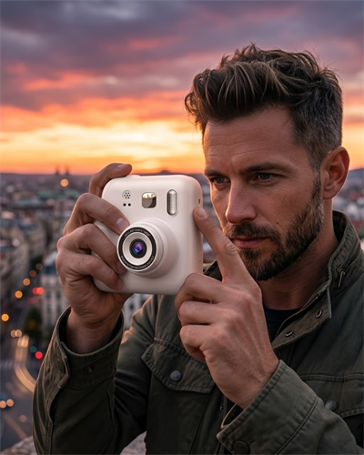 Eğlenceli Baskılı Çocuk Fotoğraf Makinesi Video Çekim 4 Rulo Kağıt 5 Kalem Set