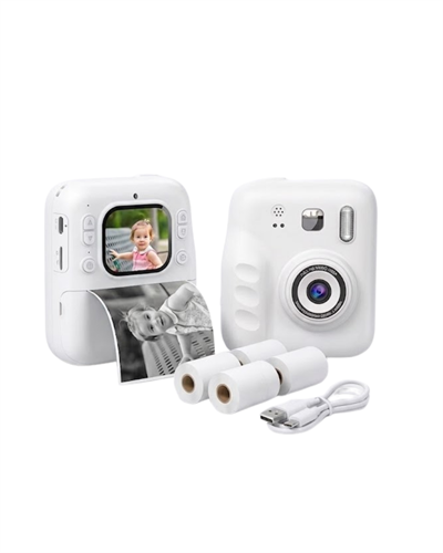 Eğlenceli Baskılı Çocuk Fotoğraf Makinesi Video Çekim 4 Rulo Kağıt 5 Kalem Set