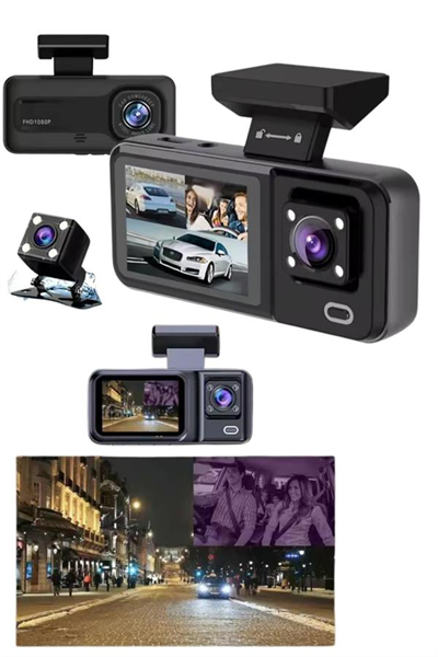 Ekranlı Sürüş Kaydedici DVR Ön ve Arka Kameralı Full HD Çözünürlüklü