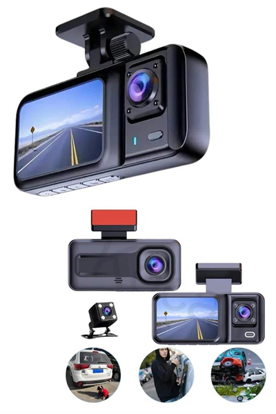 Ekranlı Sürüş Kaydedici DVR Ön ve Arka Kameralı Full HD Çözünürlüklü