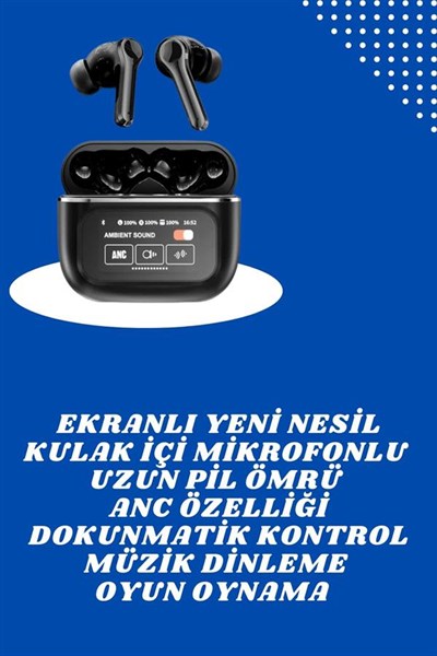 Ekranlı Yeni Nesil Pro Kulaklık ve Akıllı Saat Kampanyası Kulak İçi Mikrofonlu