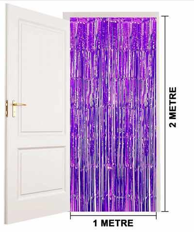 Ekstra Metalize Saçaklı Arka Fon Perde Mor