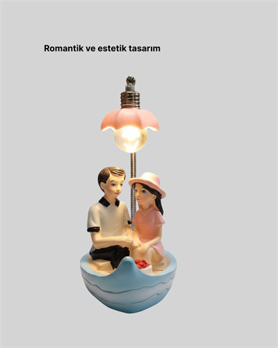 El Ele Tutuşan Çift Figürlü Dekoratif Gece Lambası Romantik Tasarım