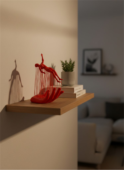 El Formlu İnsan Figürü Kırmızı Modern Dekoratif Biblo Soyut Tasarım 12x18 cm