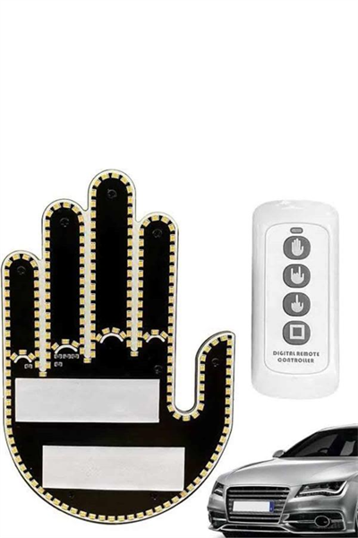 El Orta Parmak Led Kumandalı Araç İçi Reflektör Arka Cam El Simgesi