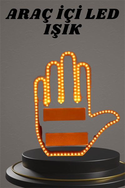 El Orta Parmak Led Kumandalı Araç İçi Reflektör Arka Cam El Simgesi