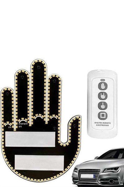El Orta Parmak Led Kumandalı Araç İçi Reflektör Arka Cam El Simgesi
