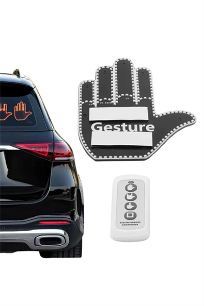 El Orta Parmak Led Kumandalı Araç İçi Reflektör Arka Cam El Simgesi