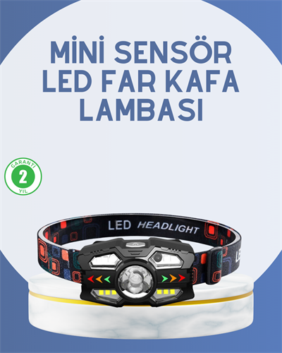 El Sensörlü LED Far Suya Dayanıklı Şarjlı Kafa Lambası