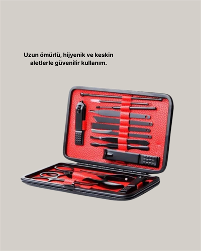 El ve Ayak Bakım Seti 17 Parça Taşınabilir Deri Çantalı Manikür Seti