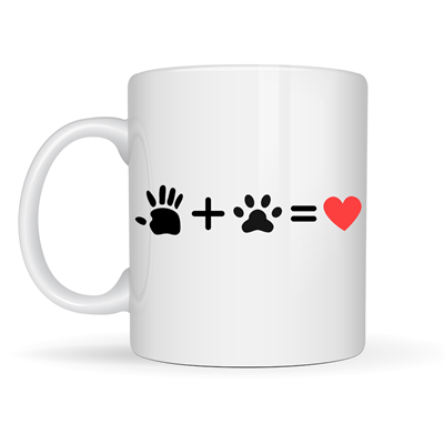 El ve Pati Figürlü Sevgi Temalı Porselen Kupa MODEL 76 – Hayvanseverlere Özel Anlamlı Tasarım, Kahve & Çay Kupası