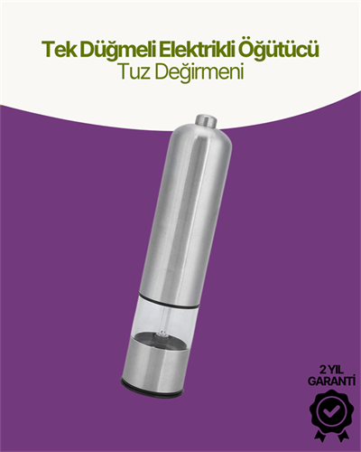 Elektrikli Baharat Öğütücü Pilli Paslanmaz Çelik Otomatik Tuz Karabiber Değirmeni