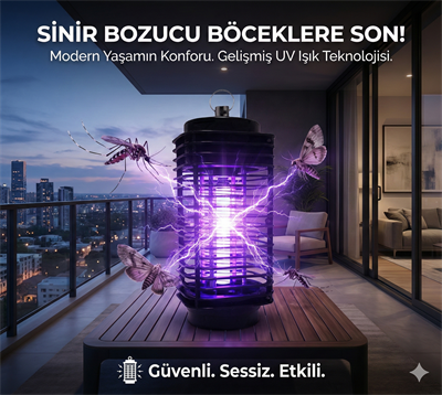 Elektrikli Sinek Öldürücü Cihaz Cız Lamba Mor Işık