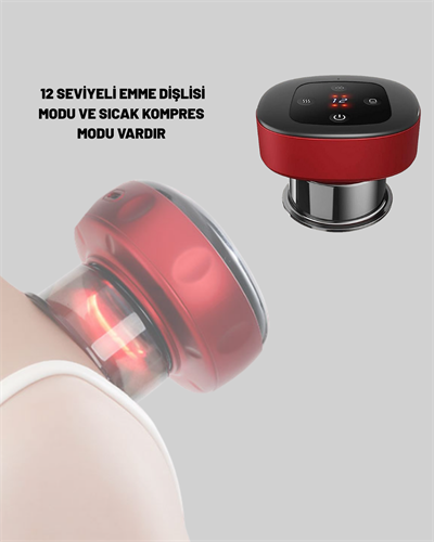 Elektrikli Vakumlu Çukurluk Masaj Aleti Isıtmalı ve Kırmızı Işıklı Terapi Seti