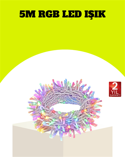 Enerji Tasarruflu Şeffaf Kablo 5 m 50 LED Dekor Işık