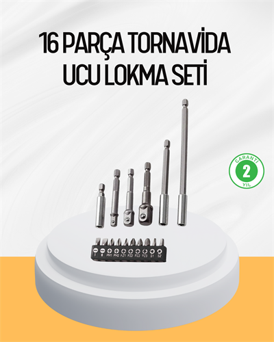 Ergonomik 16 Parça Bits Tornavida Uç ve Adaptör Seti
