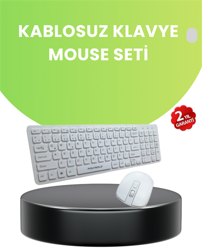 Ergonomik Kablosuz Klavye Mouse Takımı - Tam Boy, Sessiz ve Güvenilir