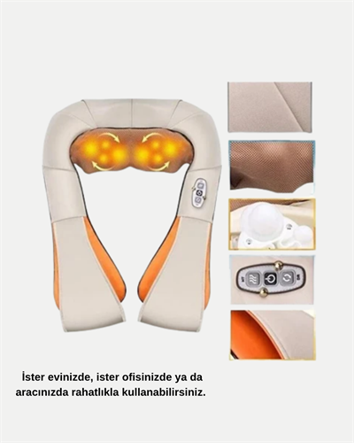 Ergonomik Ovmalı Masaj Aleti – Isıtmalı, Yoğurmalı, Boyun ve Bel Rahatlatıcı Masaj Makinesi