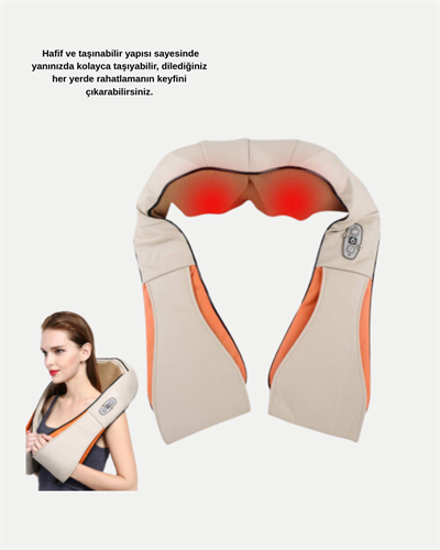 Ergonomik Ovmalı Masaj Aleti – Isıtmalı, Yoğurmalı, Boyun ve Bel Rahatlatıcı Masaj Makinesi