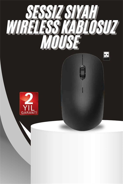 Ergonomik Tasarım Kablosuz Siyah Mouse Hassas Uzun Ömürlü