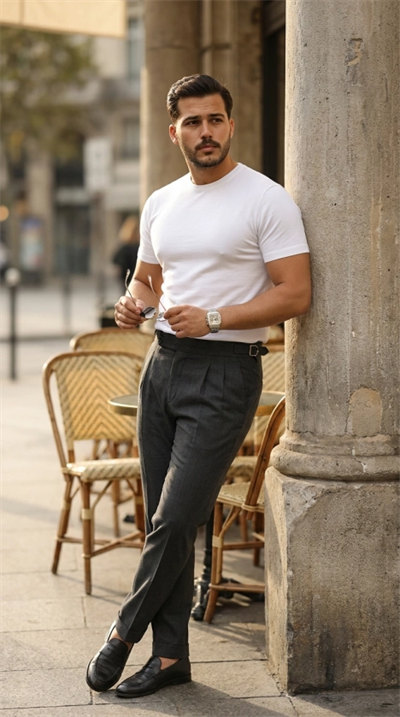 Erkek Basic Bisiklet Yaka Kısa Kollu Triko Tişört - %100 Pamuk Akrilik