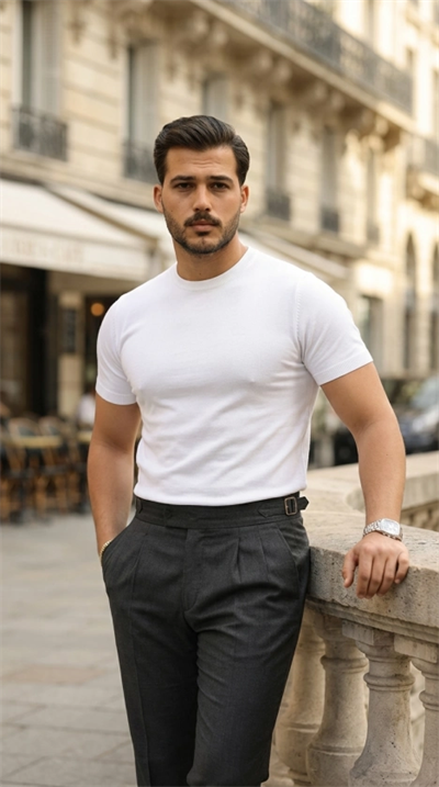 Erkek Basic Bisiklet Yaka Kısa Kollu Triko Tişört - %100 Pamuk Akrilik