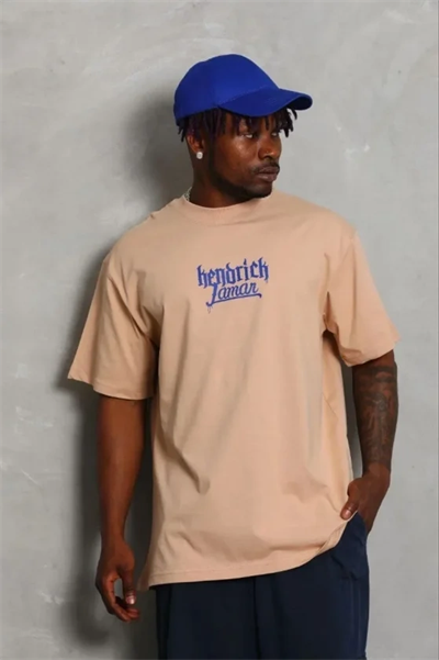 Erkek Baskılı T-Shirt Kısa Kol Bisiklet Yaka Regular Fit Rahat Kalıp Günlük Tişört - Bej