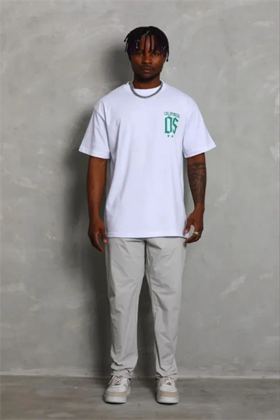 Erkek Baskılı T-Shirt Kısa Kol Bisiklet Yaka Regular Fit Rahat Kalıp Günlük Tişört - Beyaz
