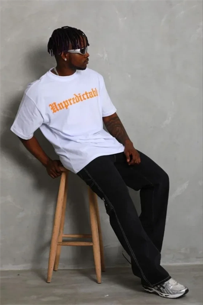 Erkek Baskılı T-Shirt Kısa Kol Bisiklet Yaka Regular Fit Rahat Kalıp Günlük Tişört - Beyaz