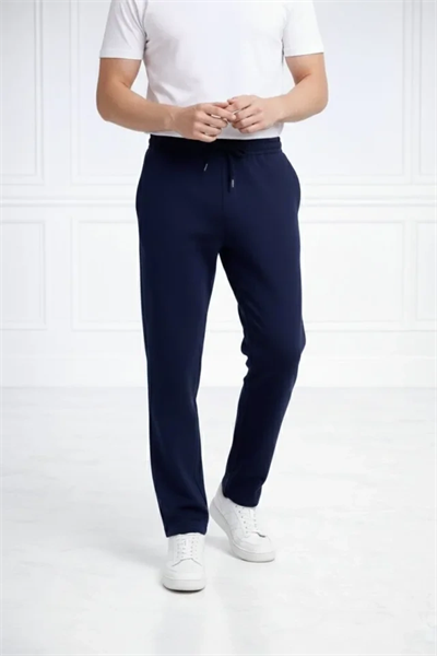 Erkek Düz Paça Beli Lastikli İpli Günlük Spor Eşofman Altı Rahat Fit - Lacivert