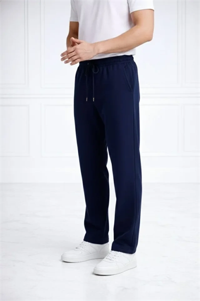 Erkek Düz Paça Beli Lastikli İpli Günlük Spor Eşofman Altı Rahat Fit - Lacivert