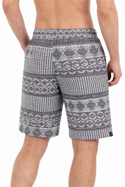 Erkek Etnik Desenli Dokuma Şort Lastikli Bel Bağcıklı Cepli Yazlık - Gri