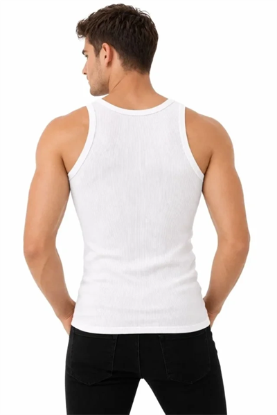 Erkek Fitilli Likralı Kaşkorse Atlet Vücuda Oturan Basic Şıklık - Beyaz