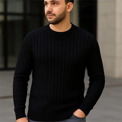 Erkek Fitilli Triko Kazak 2’li Set Bej Beyaz Kalın Dokuma Pamuklu Regular Fit Bisiklet