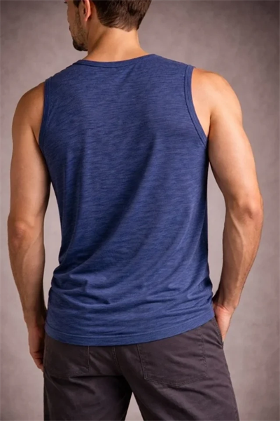 Erkek Flamlı Kumaş Sıfır Kolsuz Atlet Basic Spor Üst, Günlük Ve Fitness Kullanımına Uygun - İndigo