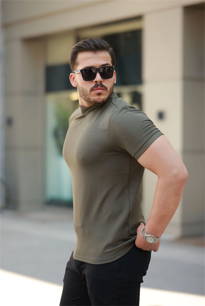 Erkek Ince çizgi Dokulu Kısa Kollu Tişört