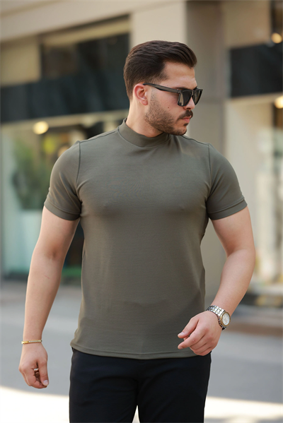 Erkek Ince çizgi Dokulu Kısa Kollu Tişört