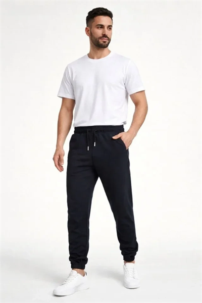Erkek Jogger Eşofman Altı Rahat Kalıp, Cepli, Lastikli Paça, Günlük Spor Pantolon - Siyah