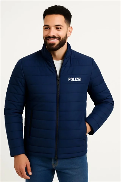 Erkek Mikro Su İtici Kapitone Baskılı Astarlı Fermuarlı Bomber Mont - Lacivert