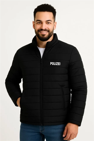 Erkek Mikro Su İtici Kapitone Baskılı Astarlı Fermuarlı Bomber Mont - Siyah