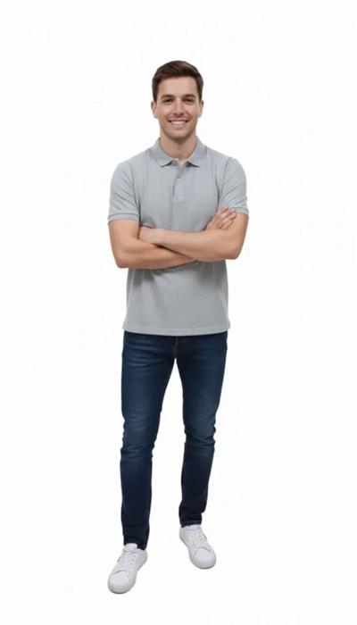 Erkek Pike Kumaş Düğmeli Yaka Regular Fit Günlük Kısa Kol Tişört T-shirt - Gri