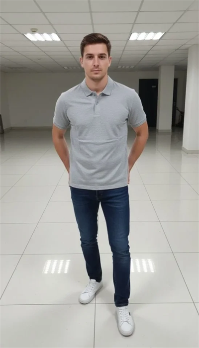 Erkek Pike Kumaş Düğmeli Yaka Regular Fit Günlük Kısa Kol Tişört T-shirt - Gri