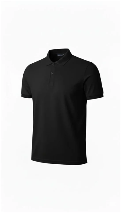 Erkek Pike Kumaş Düğmeli Yaka Regular Fit Günlük Kısa Kol Tişört T-shirt - Siyah