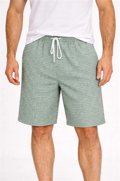Erkek Pötikareli Şort – Beli Lastikli Bağcıklı, Cepli, Rahat Kesim Günlük Yazlık Şort - Mint Yeşili