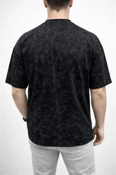 Erkek Premium Tişört OSY Yumuşak Dokulu Yıkamalı Oversize T-Shirt - Siyah