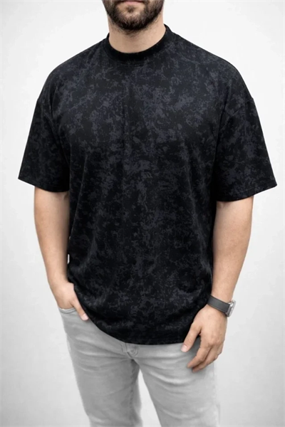 Erkek Premium Tişört OSY Yumuşak Dokulu Yıkamalı Oversize T-Shirt - Siyah