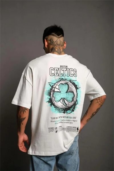 Erkek Sırt Baskılı T-shirt - Beyaz