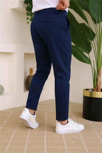 Erkek Slim Fit Likralı Bilek Boy Dilli Kumaş Pantolon
